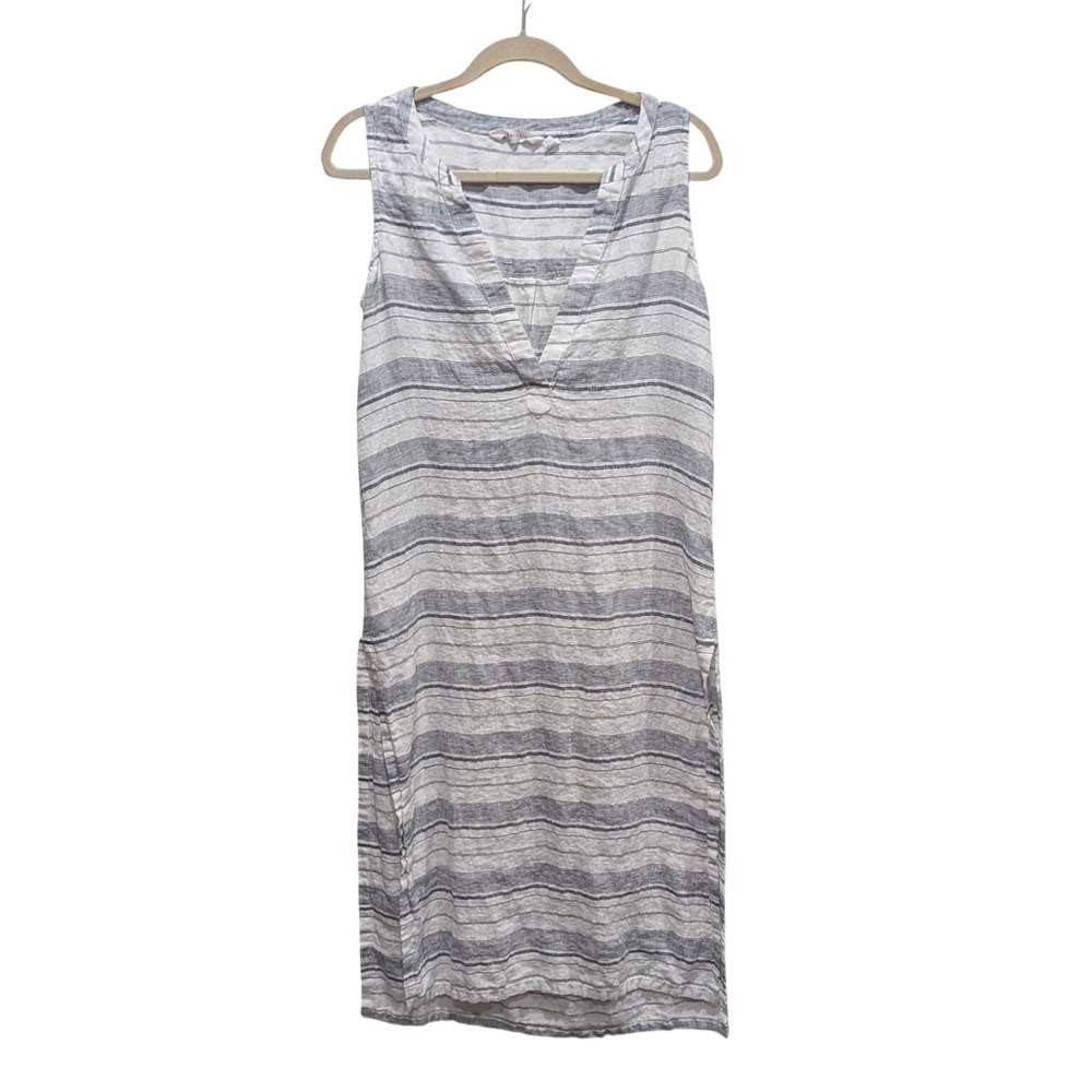 Athleta‎ Women Linen Dress XS Striped Blend Beach Cover Up Sundress Shift
